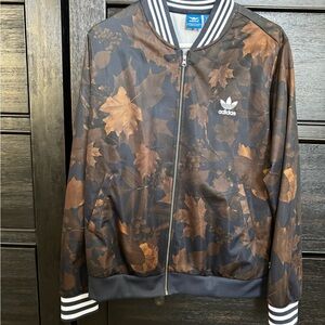 Adidas Men's Brown Leaf Print Jacket